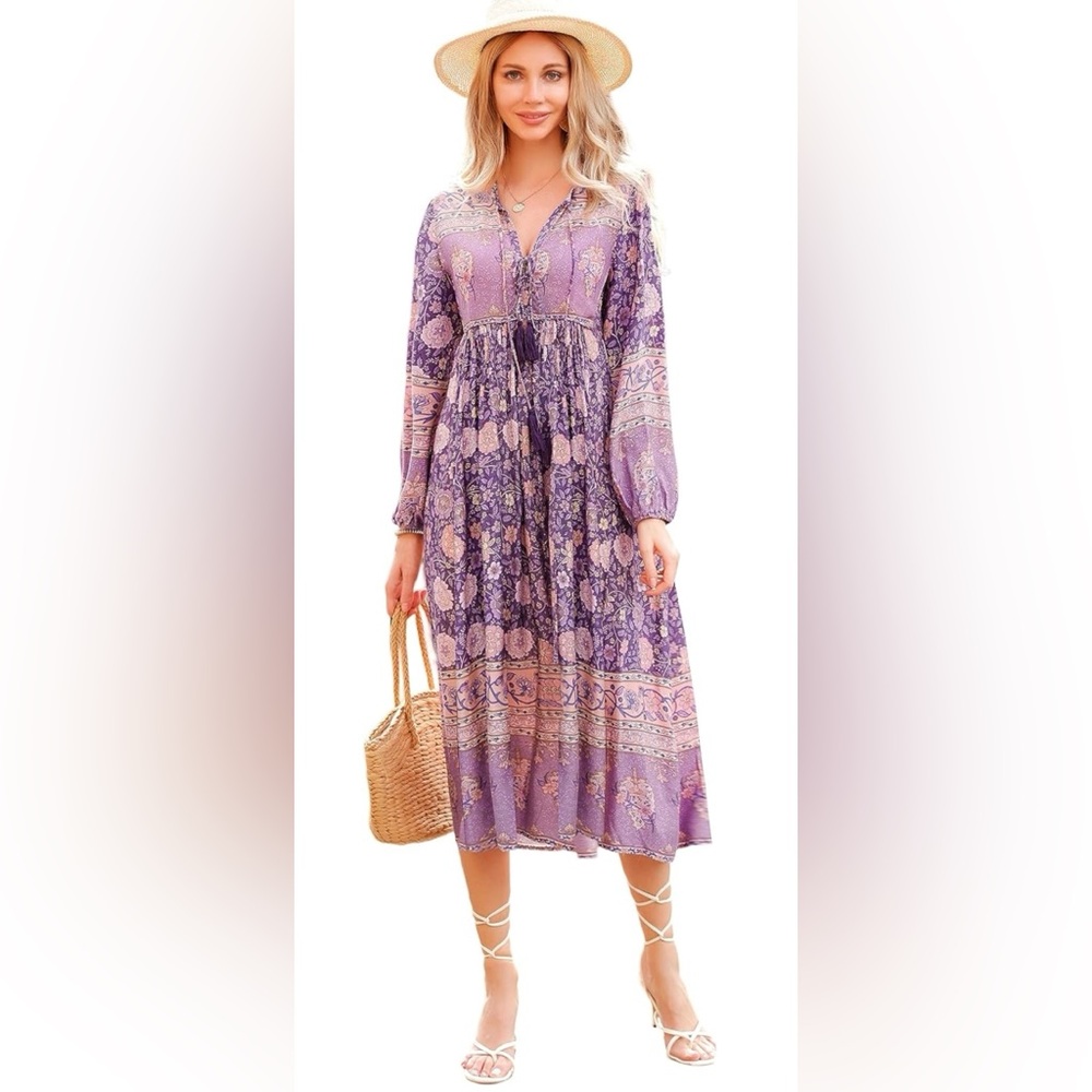 R. Vivimos Midi Dress Size Medium (8/10) - Picture 5 of 5